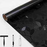 DKTIE Blackout Window Film - 3D Privacy Film with Gravel Texture, Noise Cancelling, Static Cling No Glue House Window Tint Privacy Day and Night (Foliage, 17.7'' x 78.7'')