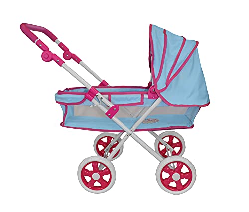 Carrinho de Boneca para Bebê reborn shine princess - super premium azul bebê