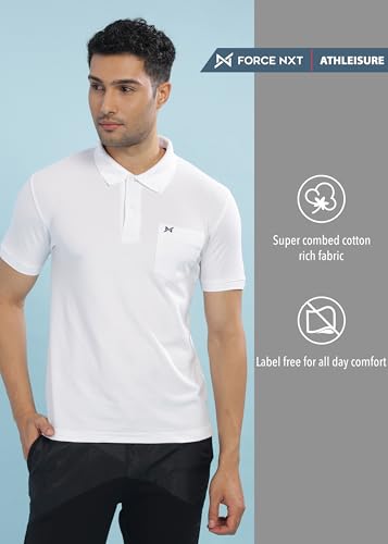 Image of Force NXT Polo Neck T-Shirt for Men Pack of 1 | Regular Fit T-Shirt for Men | Premium Super Combed Rich Cotton Polo Shirt | Men's Ultra Soft Half Sleeve T-Shirt