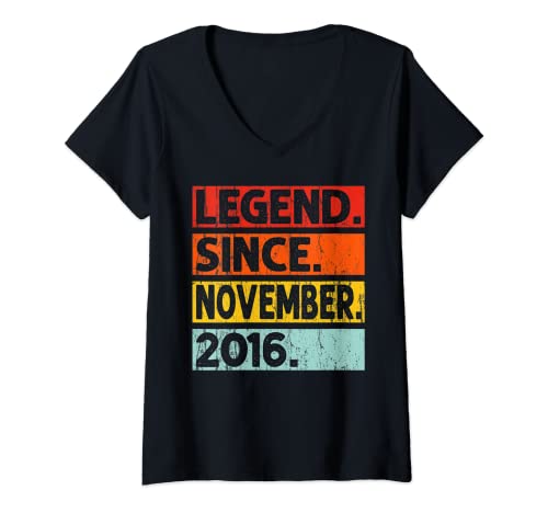 Mujer Legend Since November 2016 6th Birthday Vintage Years Old Camiseta Cuello V