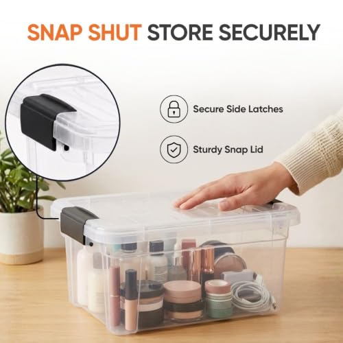 Image of Superio 3.4 Quart Clear Plastic Storage Boxes with Lids, Stackable Organizer Containers, BPA-Free Storage Bins for Home, Office, School & Dorm, 8 Pack