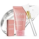 Nuvie Collagen Overnight Peel Off Face Mask with Hydrolyzed Collagen, Elasticity & Hydration Care, Moisturizes & Brightens Skin, Includes Brush, 2.53 fl.oz
