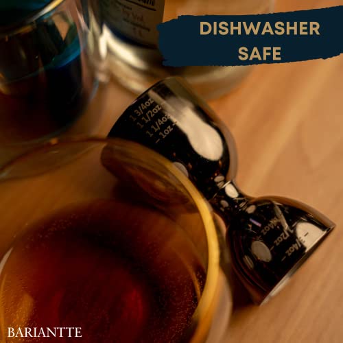 Bariantte Black Bell Jigger For Bartending, Premium Cocktail Jigger 2 Oz 1 Oz, Shot Measure Jigger, Durable Double Jigger With Measurements Inside - Cocktail Measuring Cup, Mirror Finish Bar Jigger #TOP1