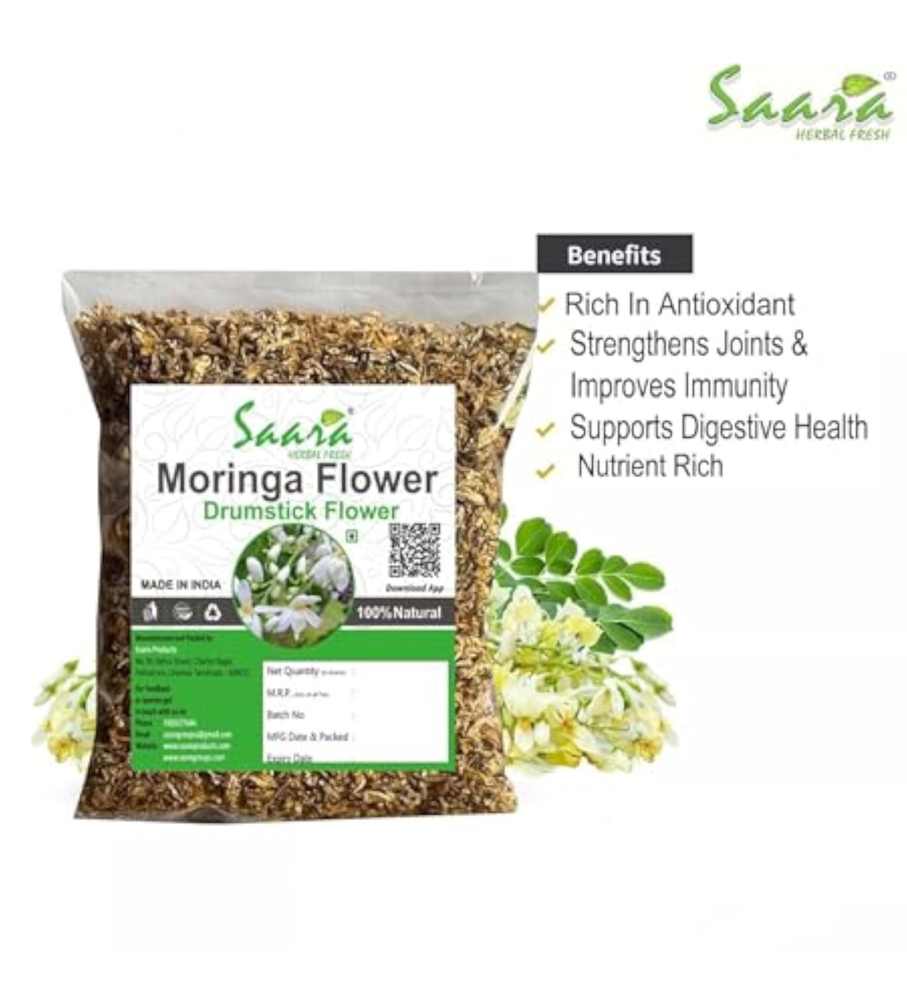 Saara HERBAL FRESH Dried Drumstick Flower, 550g Pack