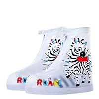 URYYRIT Shoe cover Girls Boys Rain Boots Cover Non-Slip Waterproof Soft Portable Children Thick Wear-Resistant Soles 17.5-26Cm-White Zebra,2Xl 25Cm