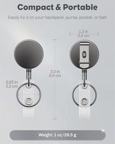 Uniclife 2 Pack Heavy Duty Badge Reel,Einziehbar Ausweis-Clip,Upgrade Einziehbare Badge Holders,Premium Heavy Duty Metall ID Ausweishalter mit Gürtel-Clip Schlüsselring für Name Card Keychain Klein