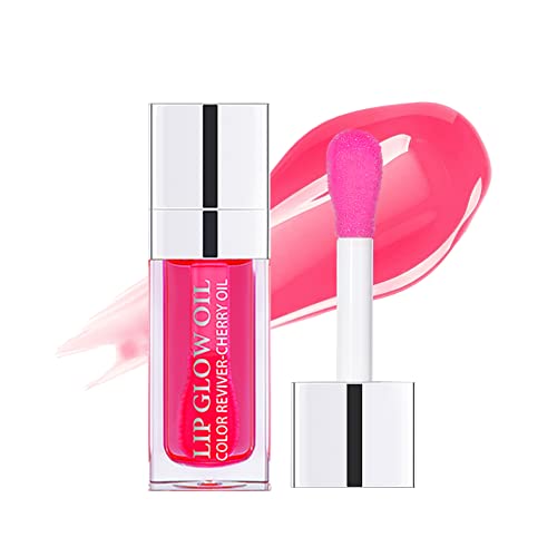 Ibcccndc Lip Oil Hydrating Tinted Lip Balm,Lip Oil Gloss Tinted Hydrating Lip Care,Long Lasting Lip Glow Oil,Nourishing Repairing Lightening Lip Lines Lip Care Products Crystal Jelly Moisturizing Makeup Sexy Plump (Cherry) #TOP6