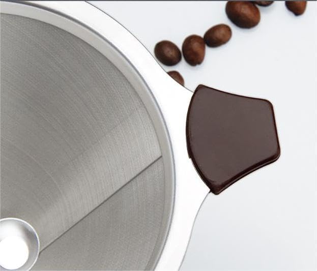 Miniatura 3 de Gotero reutilizable para verter sobre café con cono de café, cesta de filtro de café de doble capa de acero inoxidable con forma de panal de abeja