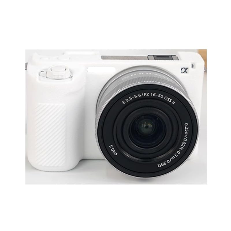 Etui na aparat biały miękki silikon antypoślizgowa tekstura pancerz skórka osłona korpusu ochraniacz do aparatu bezlusterkowego Sony Alpha ZV-E10 II