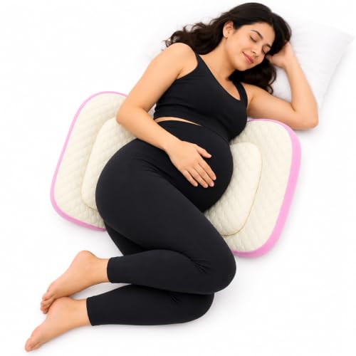 Image of GADDA CO Maternity Pillow for Pregnant Women | Adjustable Dual Pregnancy Wedge Pillow for Belly & Back Support | Butterfly Design Pillow with Hypoallergenic Pure Cotton Cover | Travel Friendly | Pink