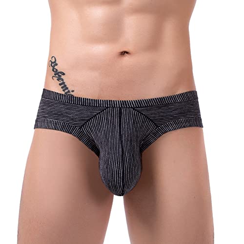 Summer Code Men's Jockstraps Underwear for Men, Micro Mesh Striped Thong Breathable Athletic Supporter Pack2