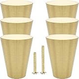 YEWLACA 6Pcs Brass Cabinet Knobs Solid Pure Copper Cone Knob Pull Handles for Kitchen Cabinet Drawer