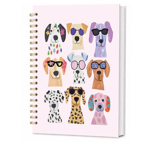 KDHTY Funny Dog Spiral Notebook Journal,Cute Dog Journal Notebooks for Girls,Cute Puppy Dog Diary School Notebooks,Office Supplies Gifts for Dog Owners Women,5.5 x 8.3