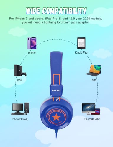 Image of New Bee 2 Pack Kids Headphones with Microphone, Safe Volume Limited
