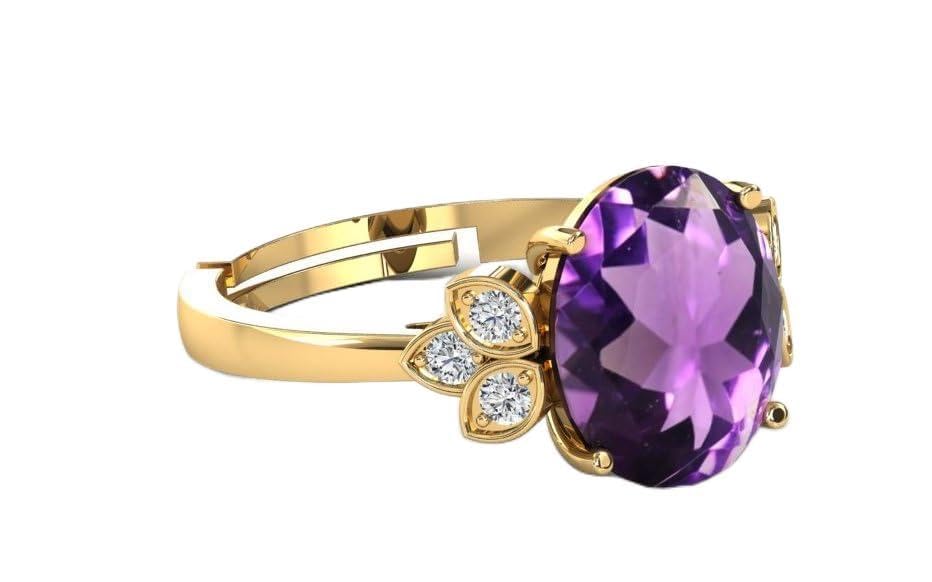 Bague en améthyste 11,50 carats plaquée or et faite main pour un éclat d'exception