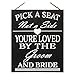 JennyGems Wedding Signs - Wedding Decor Sign Pick A Seat Not A Side You're Loved by The Groom And Bride - Wedding Reception & Ceremony Decoration Chalk Style Sign - Wedding Directional Decoration