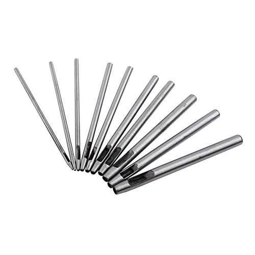 OEBUAFI 10-teiliges Hohlleder-Stanzer-Set, Rundes Locher-Werkzeug aus Stahl für Gürtel, Uhren, Stoffdichtungen, Handtaschen, Segeltuchjacken, Lederhandwerk