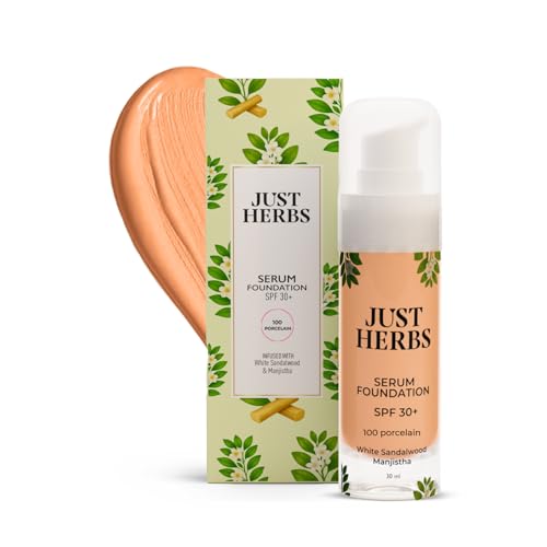 Image of Just Herbs Serum Foundation SPF 30+ | Buildable Coverage & Natural Finish | No Parabens, No Mineral Oil | For Indian Skin Tones | Lightweight & Hydrating | 30 ML (PORCELAIN)