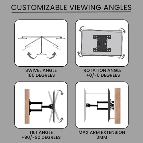 Image of RISSACHI Moving TV Stand Wall Mount for 14-26 Inch LED LCD Monitors | Heavy Duty Universal TV Bracket with 180 Swivel & Tilt, VESA Support 75x75mm and 100x100mm Load 15 kg