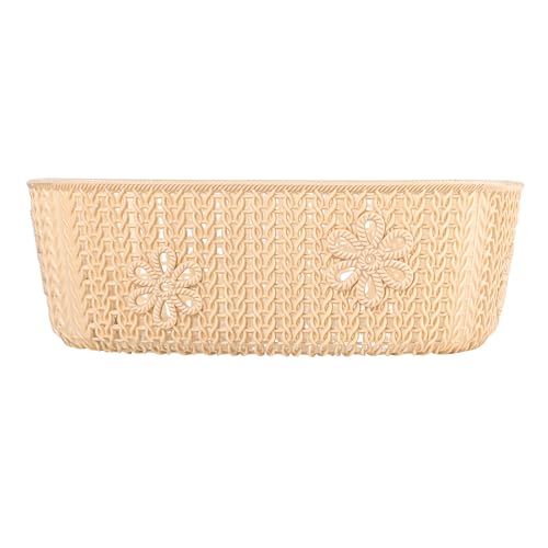Image of Kuber Industries 3 Pcs Plastic Small Fruit Basket for Dining Table | Snacks, Groceries and Vegetable Basket for Kitchen Storage | Iceland Design - Cream