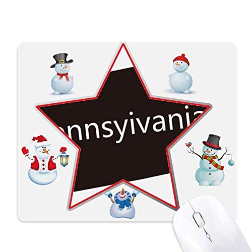 Tapis de souris carte de Noël Pennsylvanie bonhomme de neige étoile