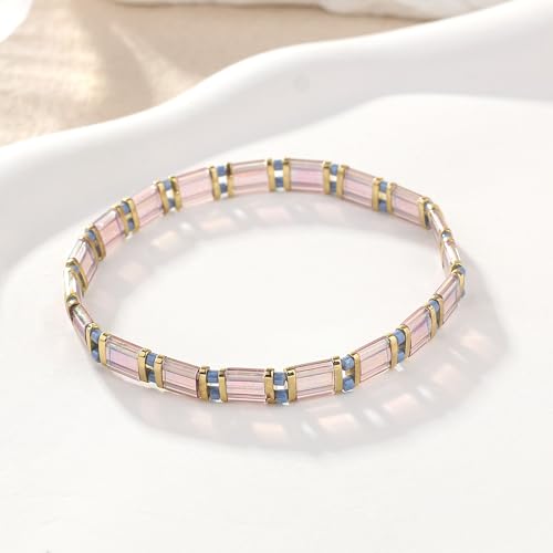 Image of KELITCH Women Pearl Beaded Bracelet Tila Stretch Bracelets Candy Colors Friendship New Jewelry