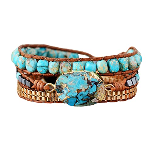 ZOSOJONA Women Wrap Bracelets Boho Natural Stone Jasper Turquoises Strand Bracelet Jewelry Collection