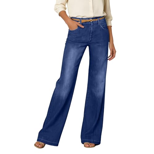 Jean baggy femme coupe droite à jambe large taille haute