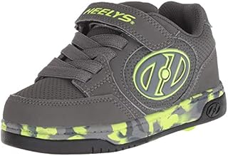 Heelys Kids' Plus X2 Lighted Tennis Shoe, Charcoal/Bright Yellow/Confetti, 1 M US Little