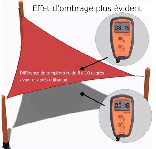 Toile ombrage imperméable triangle avec accessoires fixation jardin extérieur