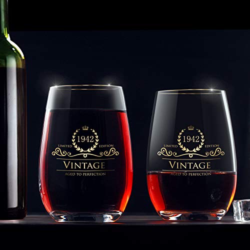 1942 81Th Customized 24K Gold Hand Crafted Luxury Drinking And Wine Glass For Wedding,Anniversary,Birthday ,Holidays And Any Noteworthy Occasions ,Perfect Gifts Ideal For Bridesmaids,Wife And Son #TOP3