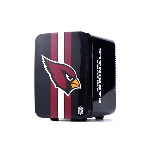Image of Ukonic NFL Arizona Cardinals 15-Can Mini Fridge 10L – AC/DC Powered, Official Team Colors & Logo, Portable Cooler for Tailgates, Home, Office, or Car