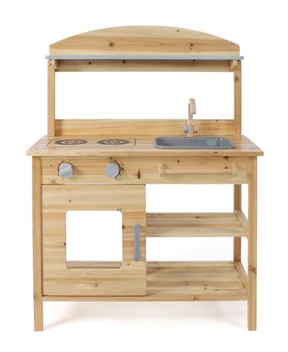 Bayer Chic 2000 Matschküche, unbehandelt, vollmassives Holz, Outdoor-Kinderküche, für Kinder ab 3 Jahren