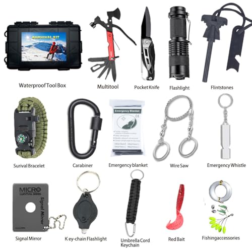 Kit de Supervivencia, Kit Supervivencia Auxilios Profesional Multifuncional 30 en 1 para Que Viajan, Hacen Senderismo y Acampa - imagen 2