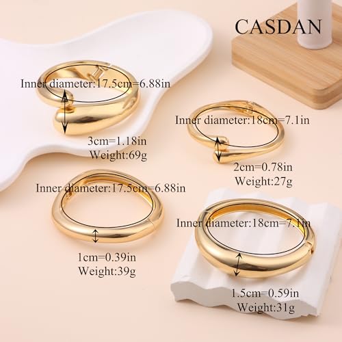 CASDAN 4Pcs Chunky Gold Bangle Bracelets for Women Twisted Hinged Stackable Bangles Set Trendy Wide Wrist Cuff Bracelet Stack Jewelry Gift3