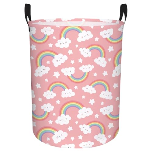 Image of Rainbow Laundry Hamper - Stylish Nursery Hamper for Girls, Large Capacity & Collapsible Design, Perfect for Kids Room Decor, Toy Storage, and Baby Girl Gifts (A)