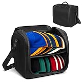 Noamus Large Baseball Hat Bag, Caps Storage Organizer Carrier for Traveling Moving, Portable Snapback Hat Holder Case, Fitted Cap Container Box with Handle&Shoulder Strap For Men, Fits 20-24, Black