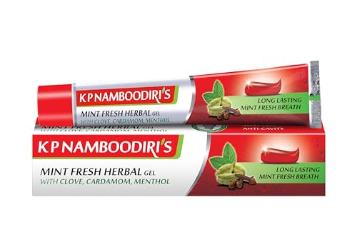 K P Namboodiri's Mint Fresh Herbal Gel Toothpaste 80g x 2 (pack of 2) with clove, cardomom &Menthol