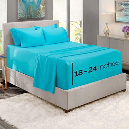 Hearth & Harbor VEND_HARBOR-216PC-Q-BEACH Extra Deep Pocket Queen Sheet Set - Fits Mattresses Up To 21 Inches - 6 Piece Set In Beach Blue thumb #1