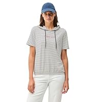 CECIL Damen B323516 Streifen-Hoodie mit Glitzer, Vanilla White, L