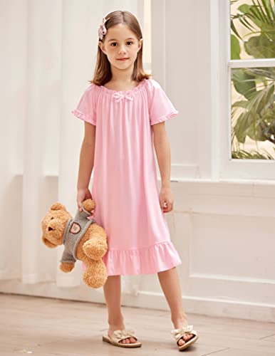 Arshiner Girls Nightgowns Sleepwear Short Sleeve Victorian Pajama Dress Soft Princess Sleepshirt for 3-12 Years Kids2