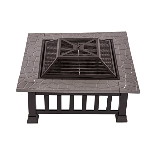 Oypla Firepit Table Brazier Outdoor Garden Patio Heater BBQ Barbecue Grill with Cover