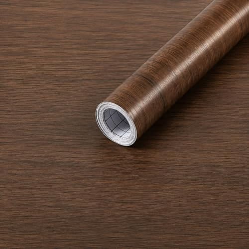 Image of WISDOM Wood Grain Wallpaper Peel and Stick Self-Adhesive Removable Waterproof Textured Thick Vinyl Contact Paper for Cabinet, Wall, Furniture, Countertop 12x78 in, Coffee Wood