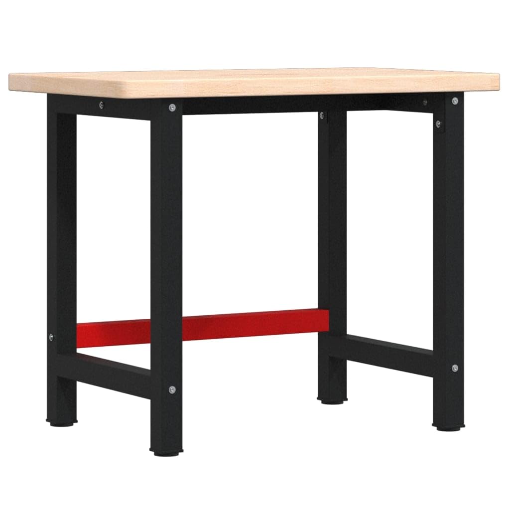 vidaXL Banco Lavoro 100x60x83 cm Legno Massello Rovere Rettangolare, tavolo da lavoro, postazione da lavoro, banco da lavoro in metallo