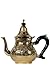 Tetera de oro marroquí hecha de latón Abidin 1000 ml | Cafetera Oriental con Mango y Filtro integrado | Jarra en el estilo de Marrakech como decoración para el hogar o la cocina