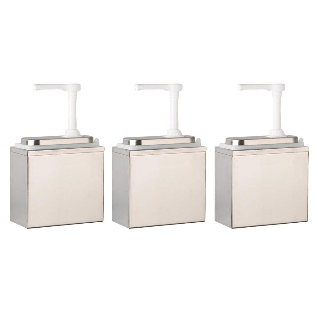 Dispensador de salsa de acero inoxidable de 3 piezas de 1 litro, recipiente de vinagre de ketchup para cocina, restaurante, hogar