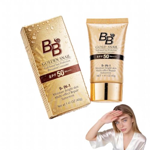 BB Crema con Protector Solar SPF 50+, 40ml Color Natural CC Cream Hidratante Cubriente, Perfeccionadora 9-en-1,Facial Hidratante Alta Protección Solar