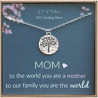 EFYTAL Mom Gifts, Sterling Silver Tree of Life Necklace for Her, Birthday Gifts