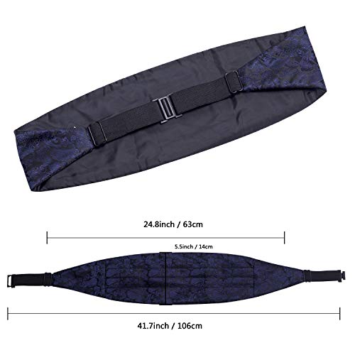 Image of Alizeal Mens Multicolored Silk Solid Cummerbund Bow Tie Set | with Cummerbund Pocket Square Pre-tied Adjustable for Mens Gift