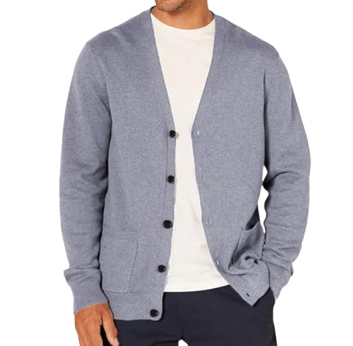 Men’S Long Sleeved Wool Knitted Sportswear V-Neck Standard Thickness Single Breasted Cardigan